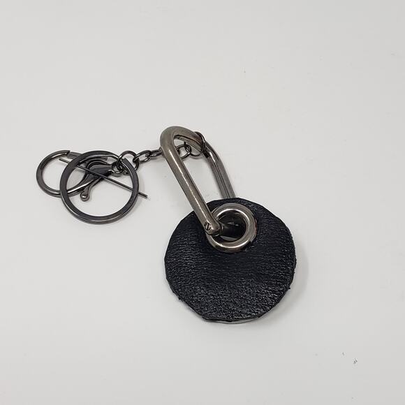 Gucci Black Chrome + Black Leather Repurposed Handcrafted Keychain - Picture 3 of 13